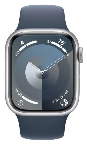 Apple Watch 9 45mm Aluminium Silver with Sport Band Storm Blue M/L 