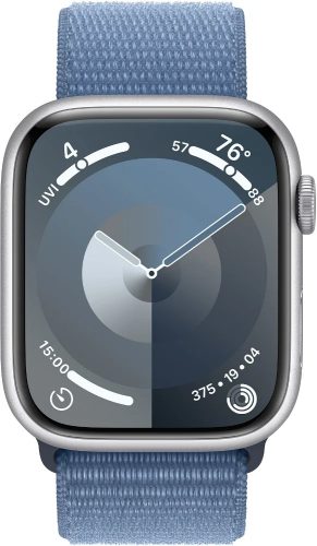 Apple Watch 9 45mm Aluminium Silver with Sport Loop Winter Blue 