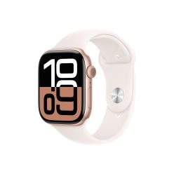   Apple Watch Series 10 GPS 46 mm Rozéarany alumíniumtok, lágy rózsaszín sportszíj - M/L (MWWU3QH/A)